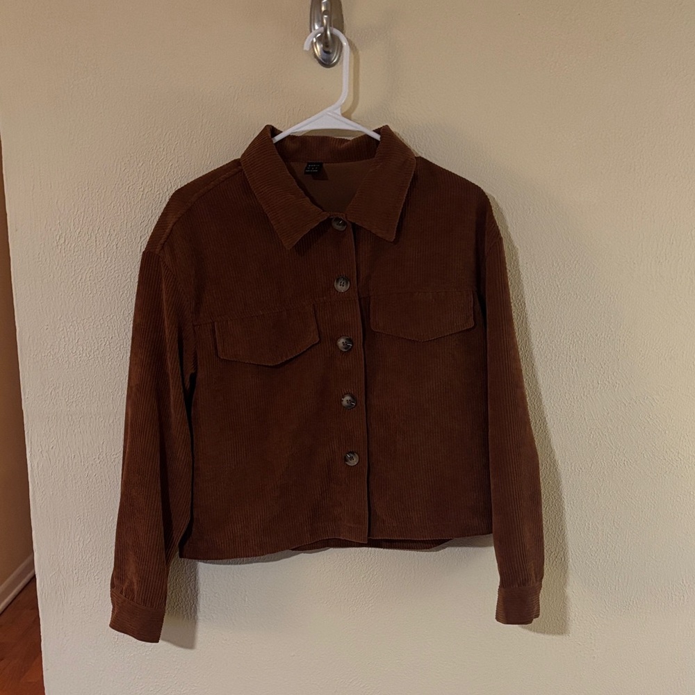 SHEIN Chestnut Corduroy Utility Jacket